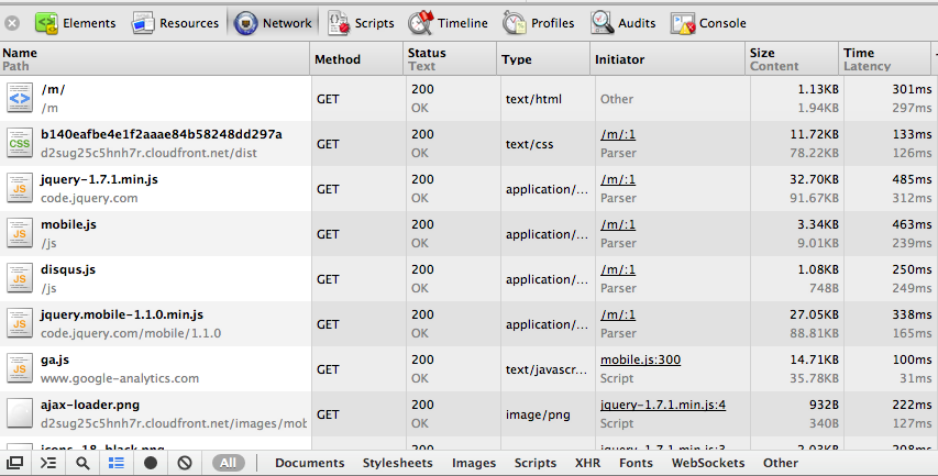 Chrome Network Sources